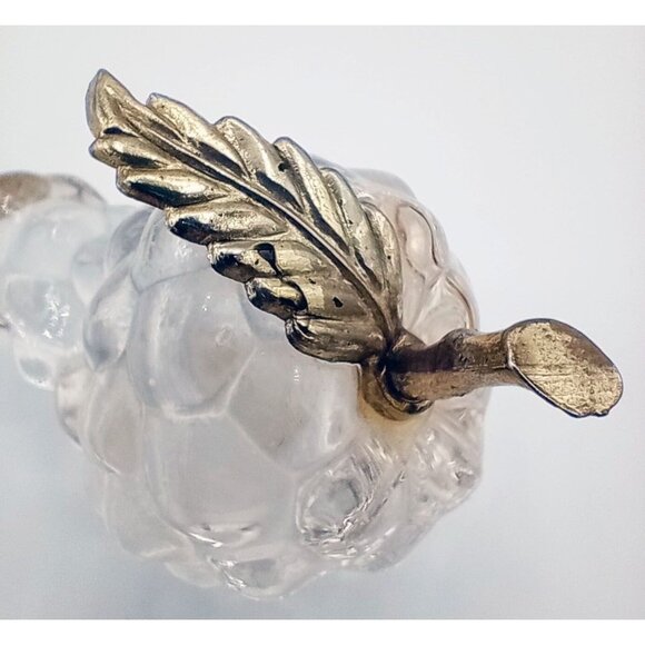 Paperweight Grapes Cluster Gold Leaf Clear Glass Vintage 4 Inch Kitchen Dining - Picture 5 of 14